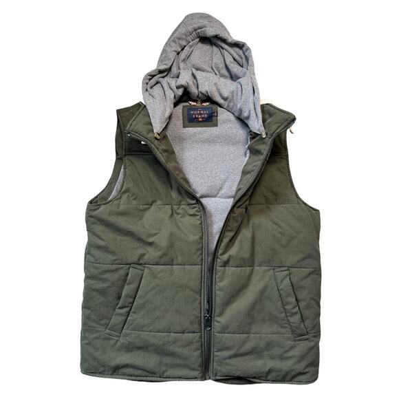 The NORMAL BRAND DANO Hooded Men's Vest, size Large, Green - Picture 2 of 14